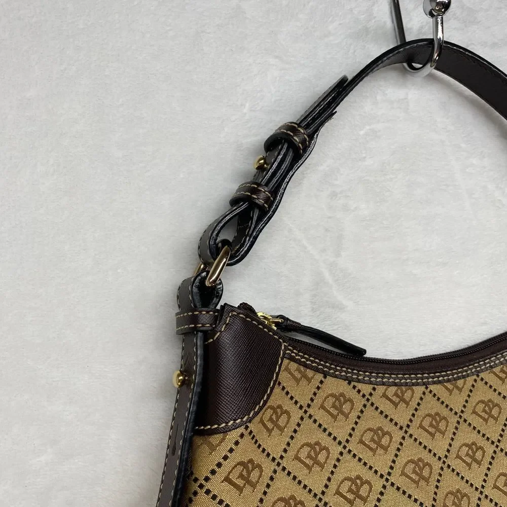 Dooney & Bourke Signature Canvas Hobo Bag Brown‎ Leather Trim Handbag